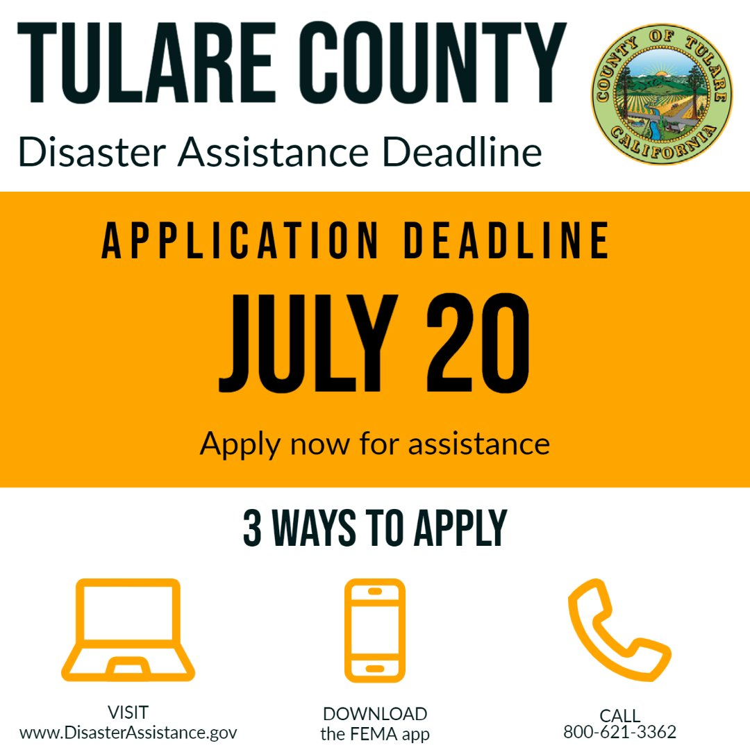 Apply for Disaster Assistance by JULY 20th