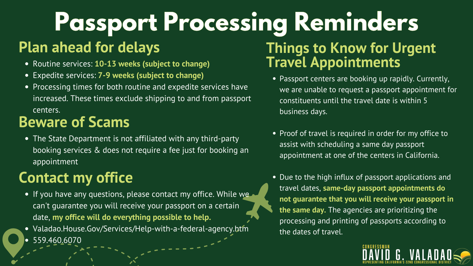 Processing times for passports