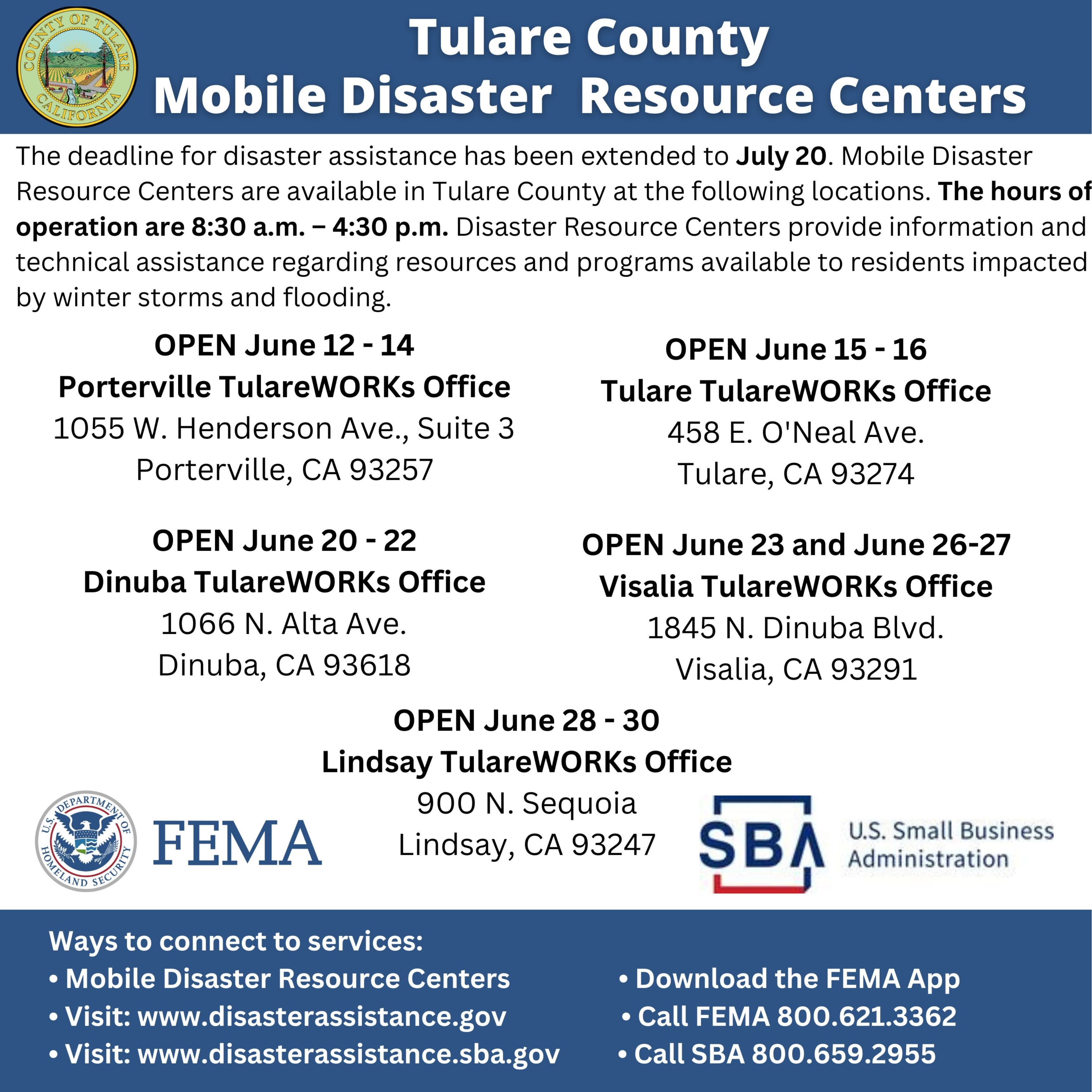 Tulare County Mobile Disaster Resource Centers