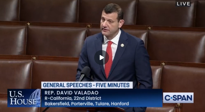 Rep. Valadao speaks on the House floor about the need for increased water storage