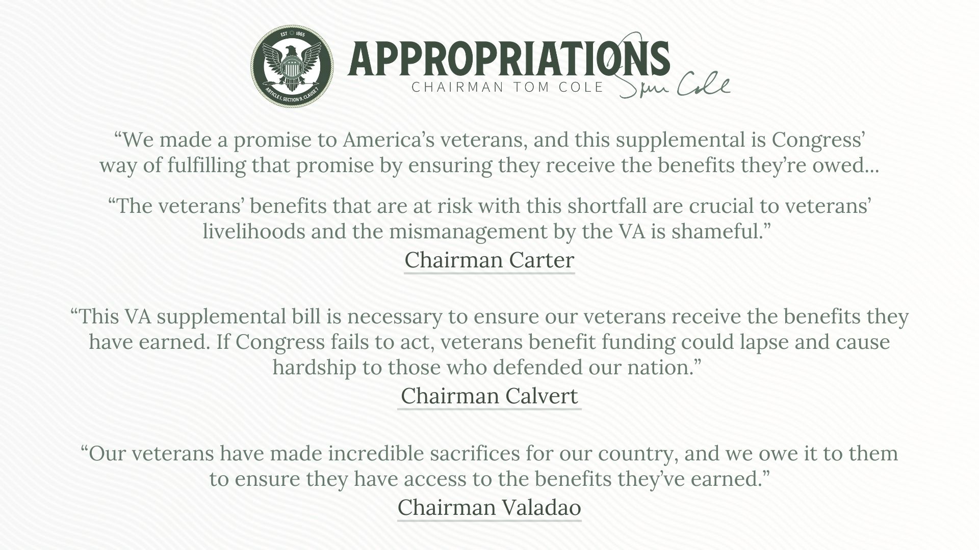 VA Appropriations Quote