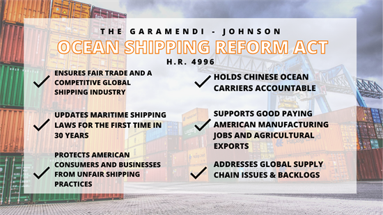 Graphic describing Ocean Shipping Reform Act